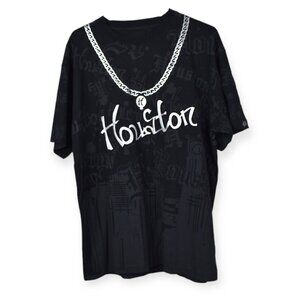 Houston Tee 2XL Mens HTown Chain Texas Skyline Graphic Short Sleeve Black